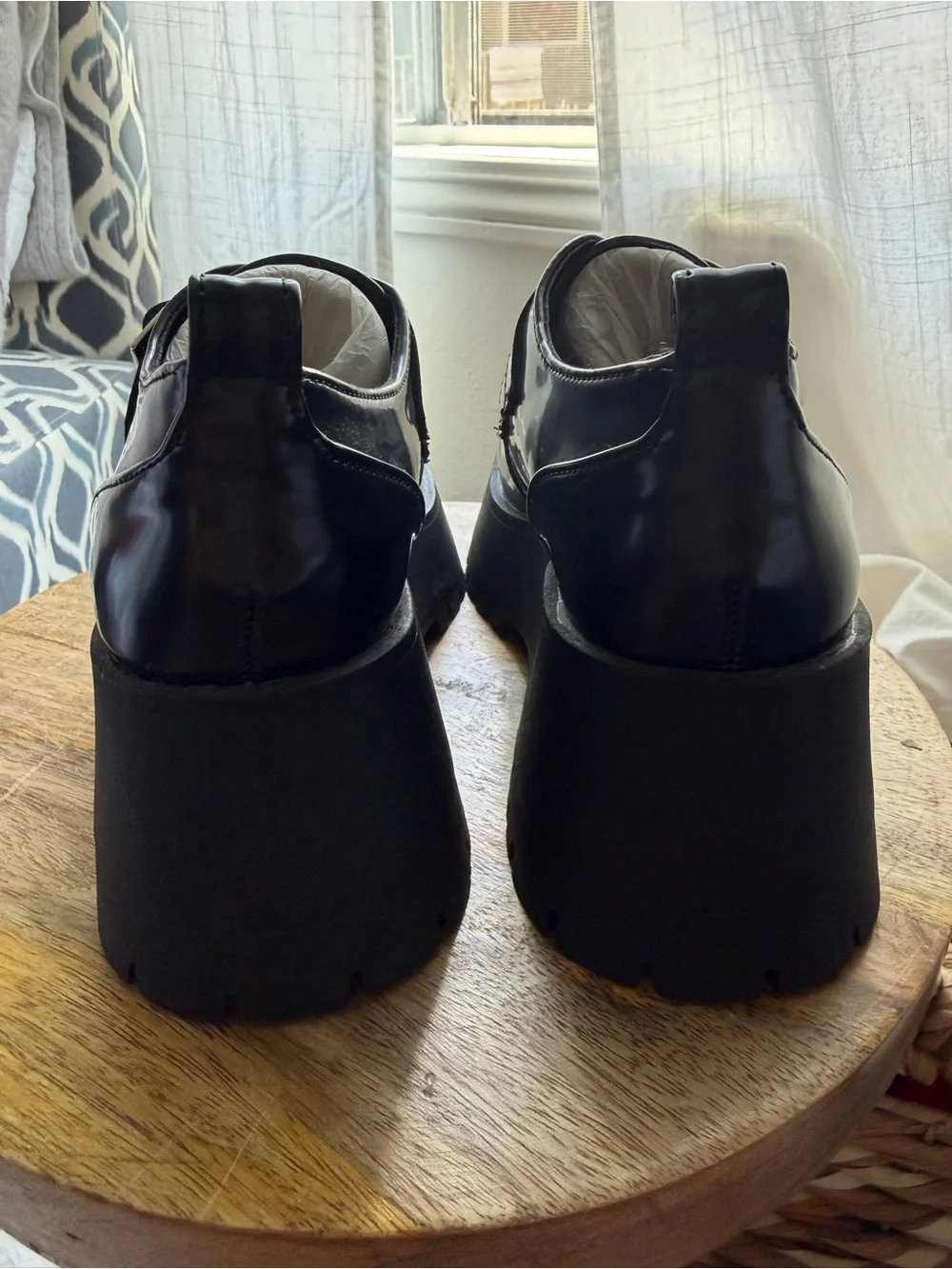 Zodiac Perri Black Patent Double Buckle Platform Lug Sole Loafers Sz 6 new